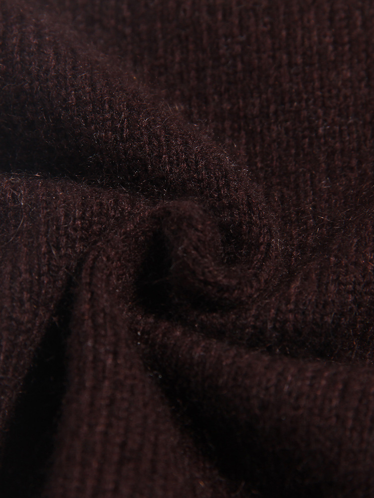 Girls Chocolate Brown Ruffled Floral Yoke Cashmere Sweater